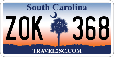 SC license plate ZOK368