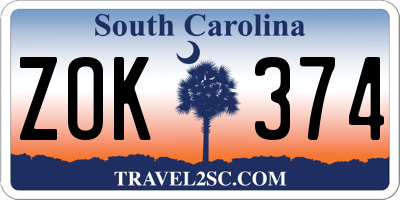 SC license plate ZOK374