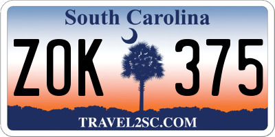 SC license plate ZOK375