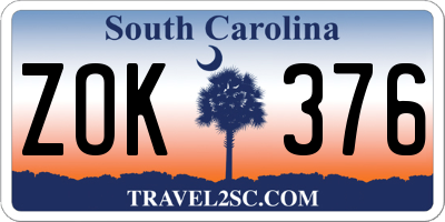 SC license plate ZOK376