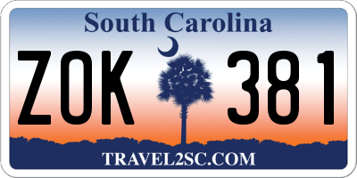 SC license plate ZOK381