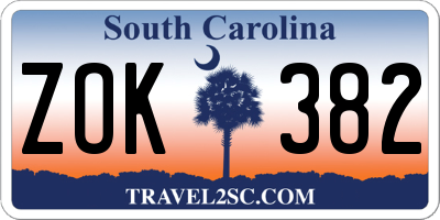 SC license plate ZOK382