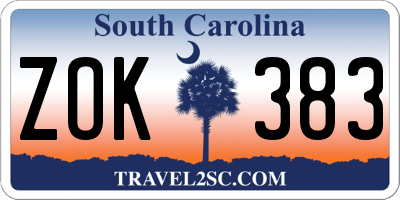 SC license plate ZOK383