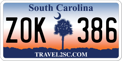 SC license plate ZOK386