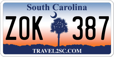 SC license plate ZOK387