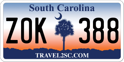 SC license plate ZOK388