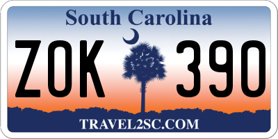 SC license plate ZOK390