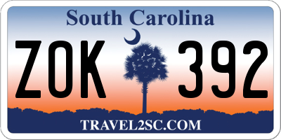 SC license plate ZOK392