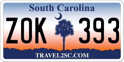 SC license plate ZOK393