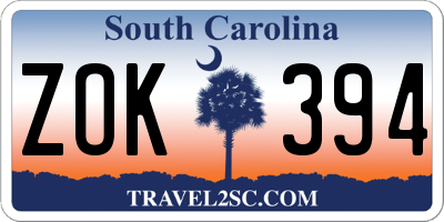 SC license plate ZOK394