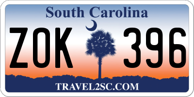 SC license plate ZOK396