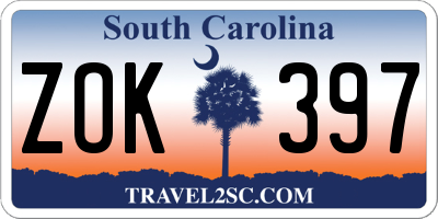 SC license plate ZOK397