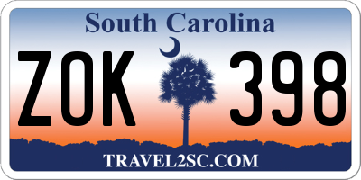 SC license plate ZOK398