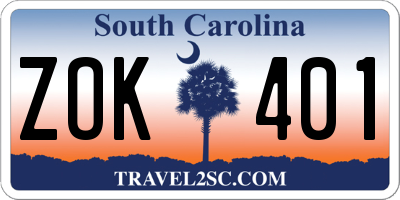 SC license plate ZOK401