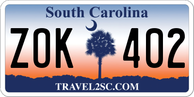 SC license plate ZOK402