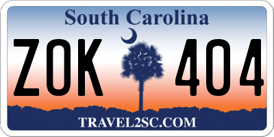 SC license plate ZOK404