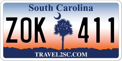 SC license plate ZOK411