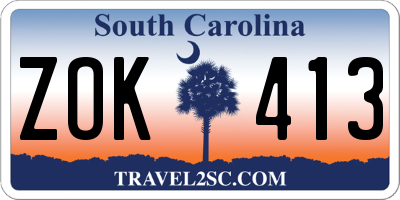 SC license plate ZOK413