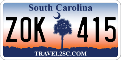SC license plate ZOK415