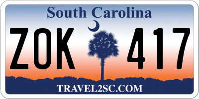 SC license plate ZOK417