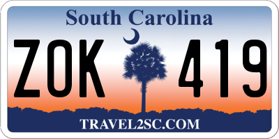 SC license plate ZOK419