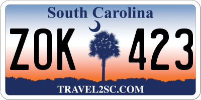 SC license plate ZOK423