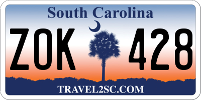 SC license plate ZOK428