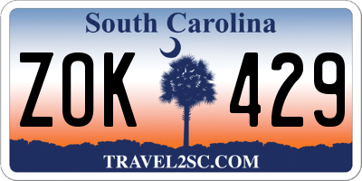 SC license plate ZOK429