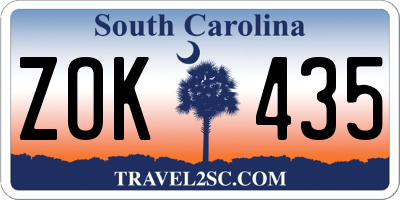 SC license plate ZOK435