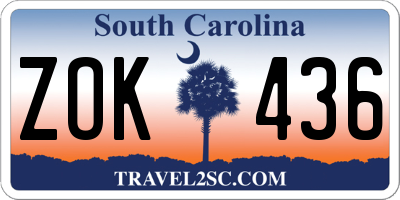 SC license plate ZOK436