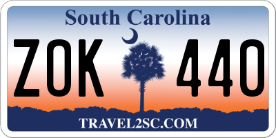 SC license plate ZOK440