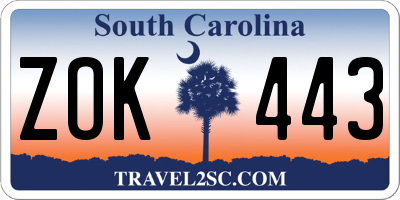 SC license plate ZOK443