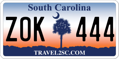 SC license plate ZOK444