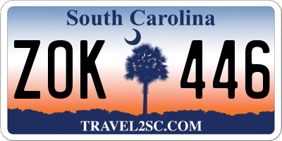 SC license plate ZOK446