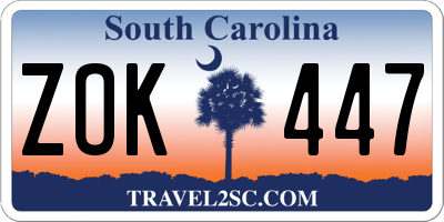 SC license plate ZOK447