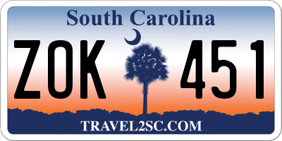 SC license plate ZOK451