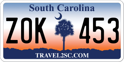 SC license plate ZOK453