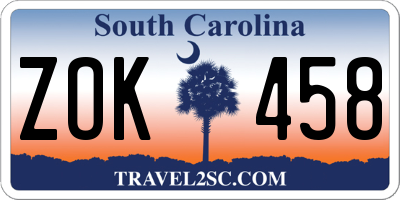 SC license plate ZOK458