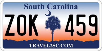 SC license plate ZOK459