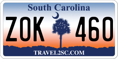 SC license plate ZOK460
