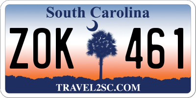 SC license plate ZOK461