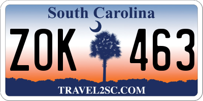 SC license plate ZOK463
