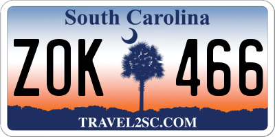 SC license plate ZOK466
