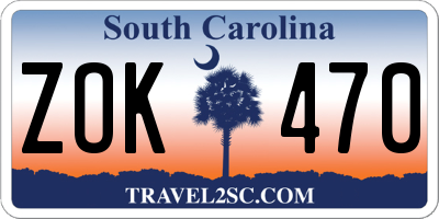 SC license plate ZOK470