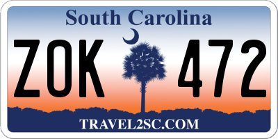SC license plate ZOK472