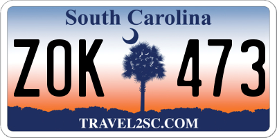 SC license plate ZOK473