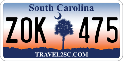SC license plate ZOK475