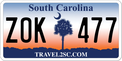 SC license plate ZOK477