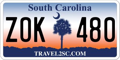 SC license plate ZOK480
