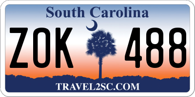 SC license plate ZOK488